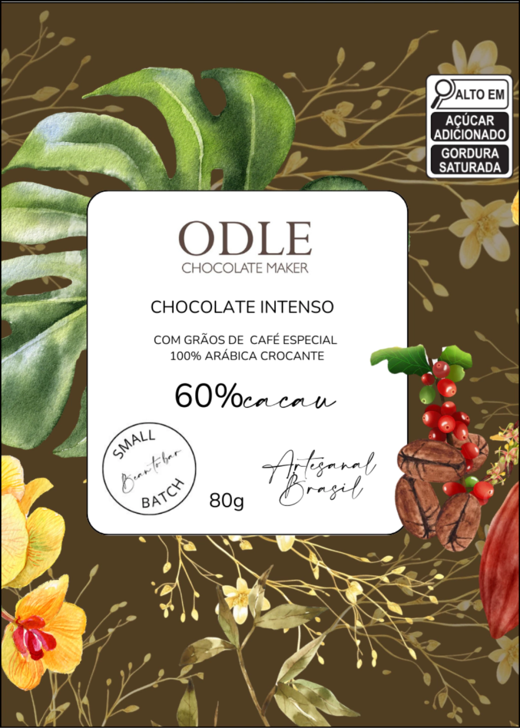 Chocolate Intenso 60% Cacau com Grãos de Café