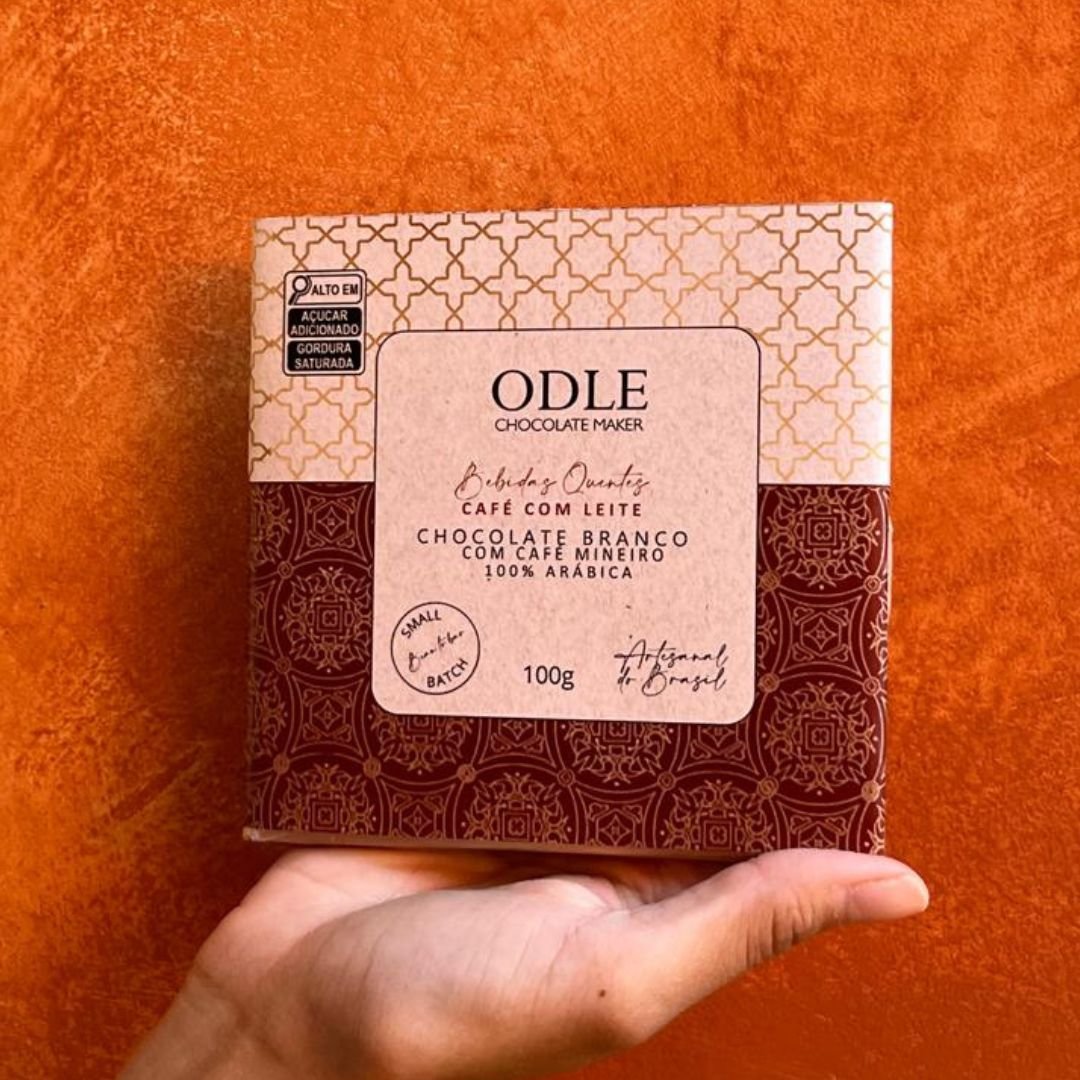 Chocolate branco 33% com café mineiro 100% arábica (Café com Leite) - 100g